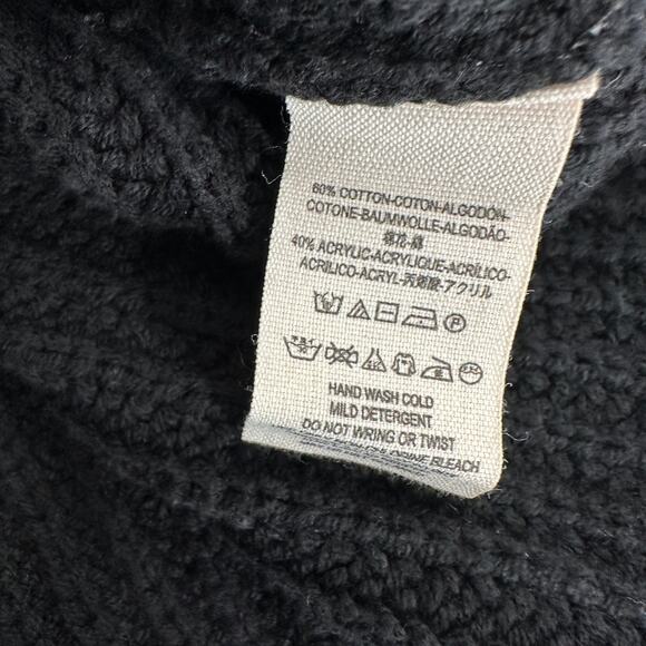 Free People Womens Ryanne Chunky Knit Sweater Size M Cropped Black Oversized - Picture 4 of 7